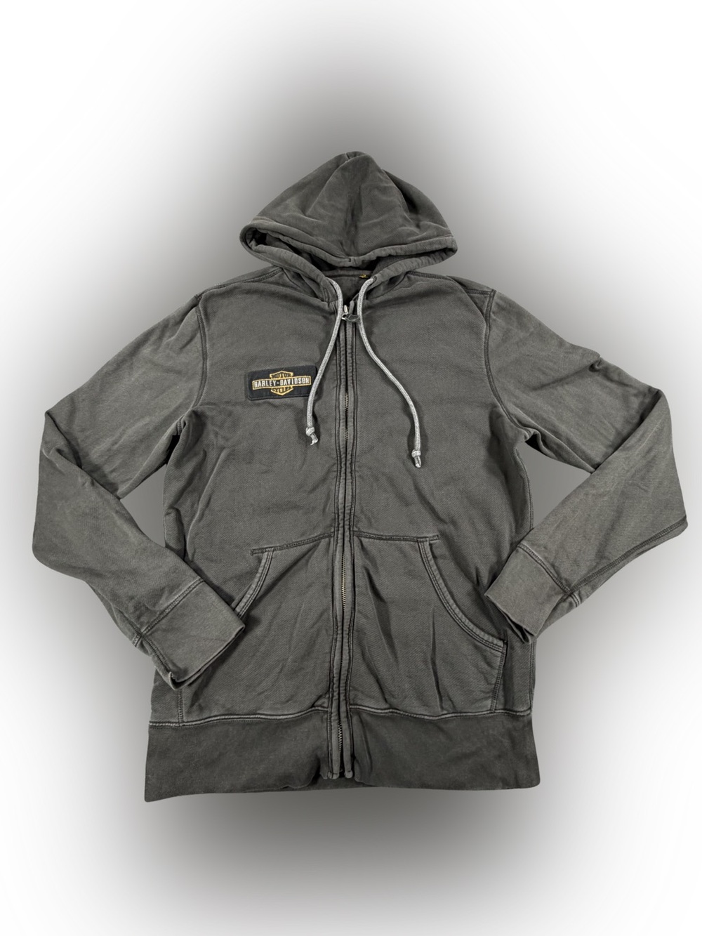 Men’s Harley-Davidson Charcoal Gray Full-Zip Hooded Sweatshirt Size M